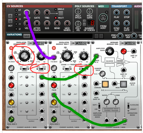 ARP 2500 vintage synth and Voltage Modular patch