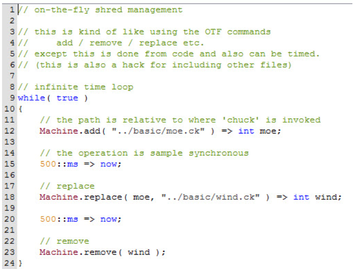 ChuK computer language for granular sound processing